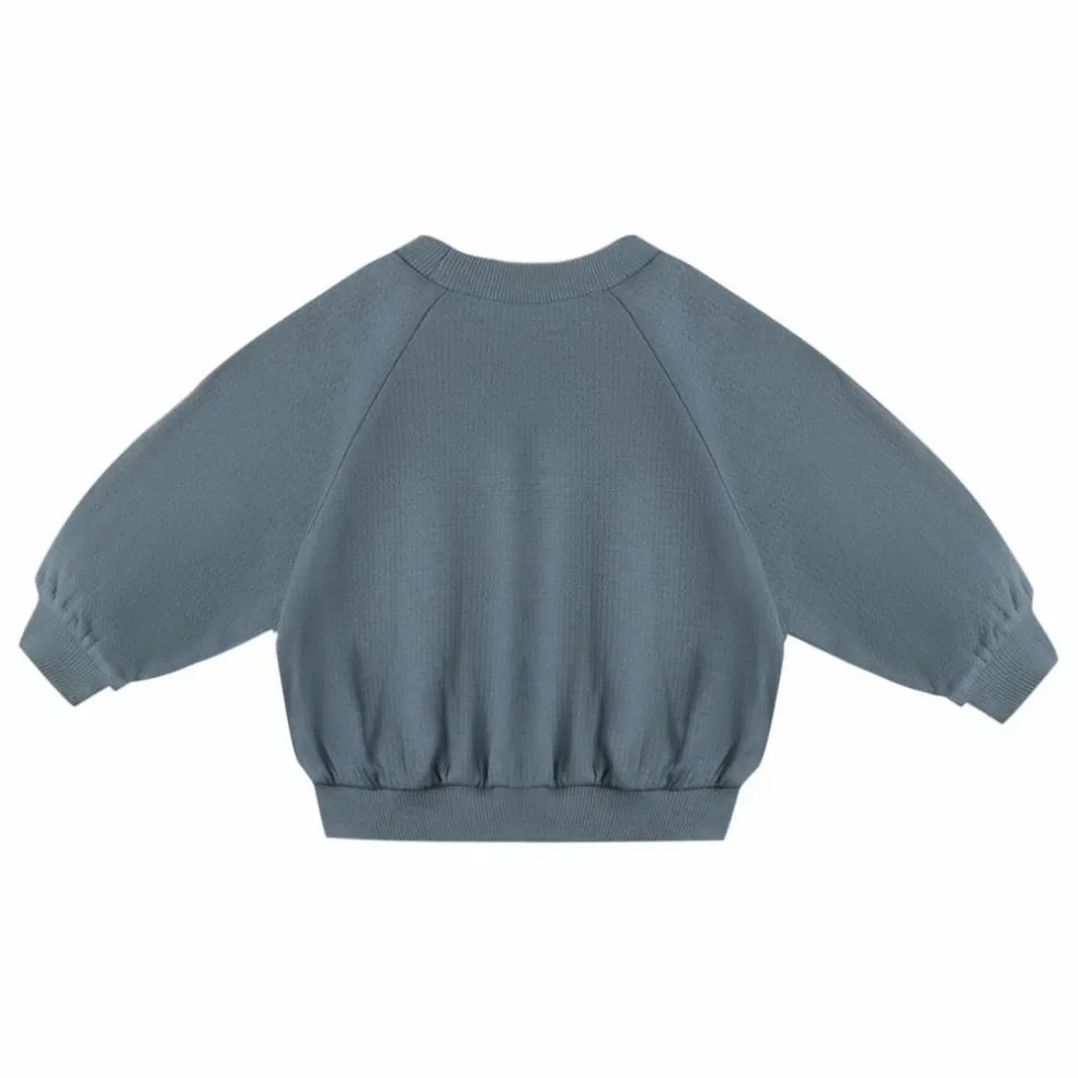 Sweat Pointelle Coton Bio | Bleu gris