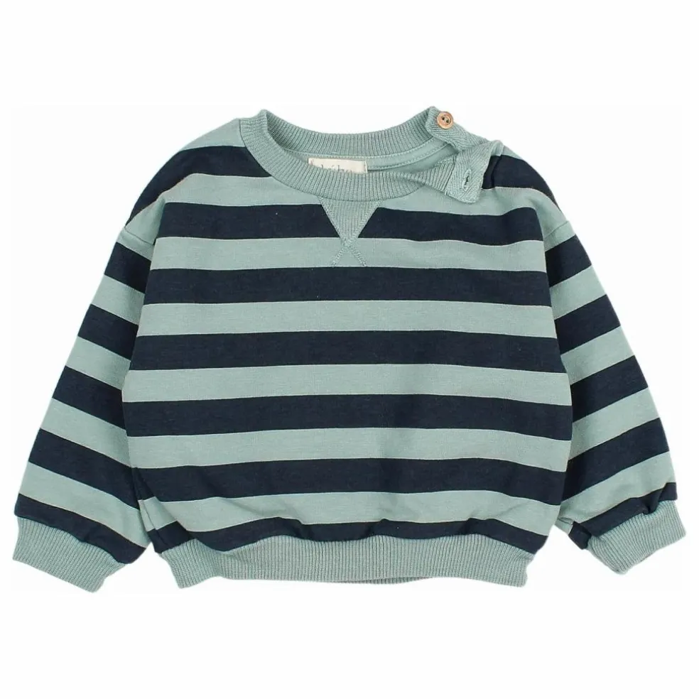 Sweat Rayures Bébé Coton Bio | Vert Cèdre