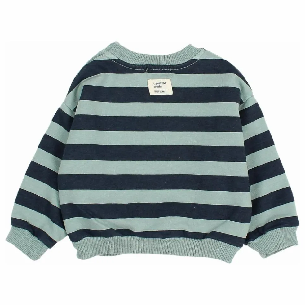 Sweat Rayures Bébé Coton Bio | Vert Cèdre