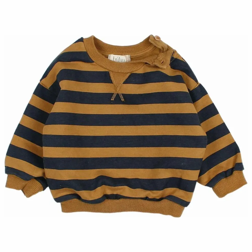 Sweat Rayures Bébé Coton Bio | Ocre