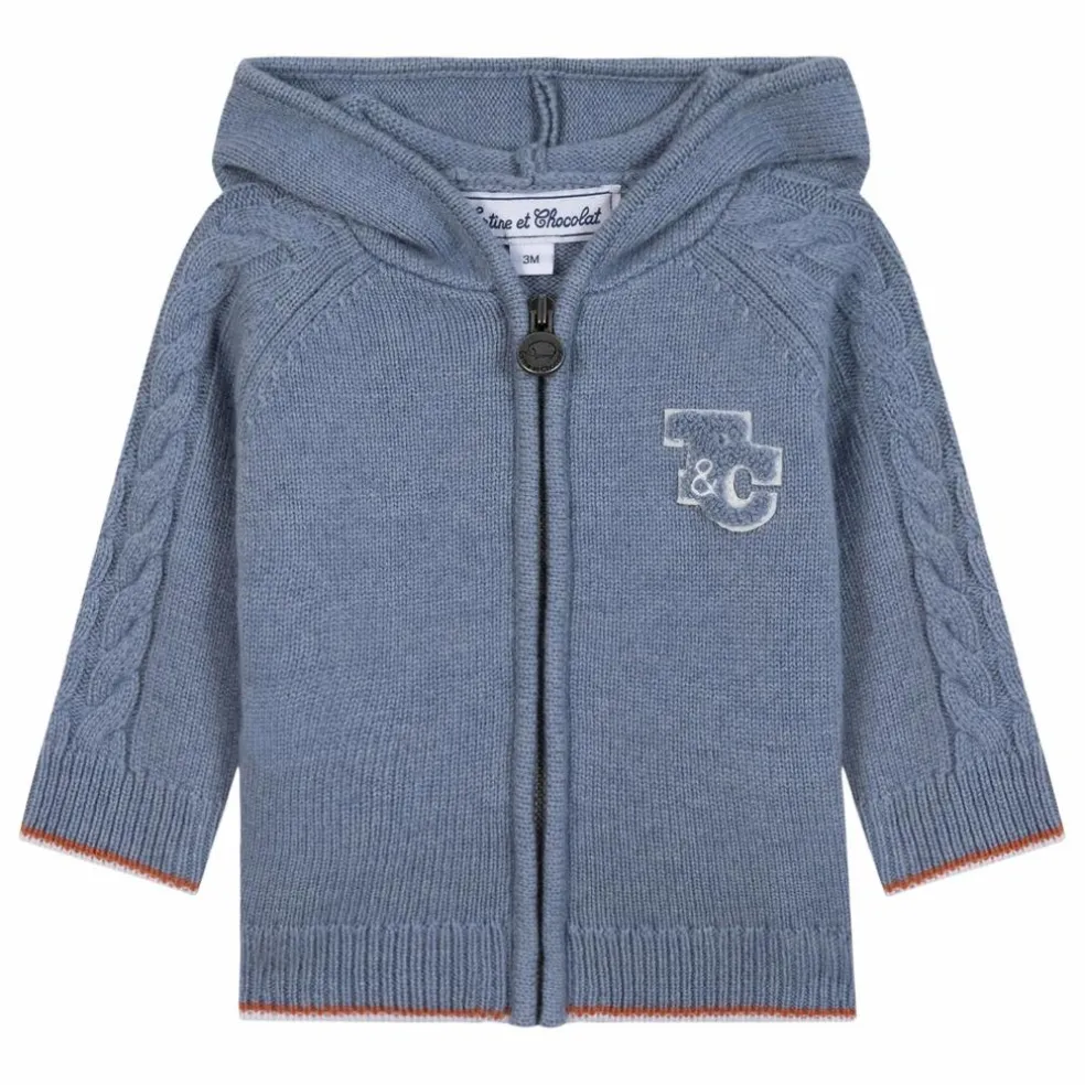 Sweat Torsades Laine | Bleu gris