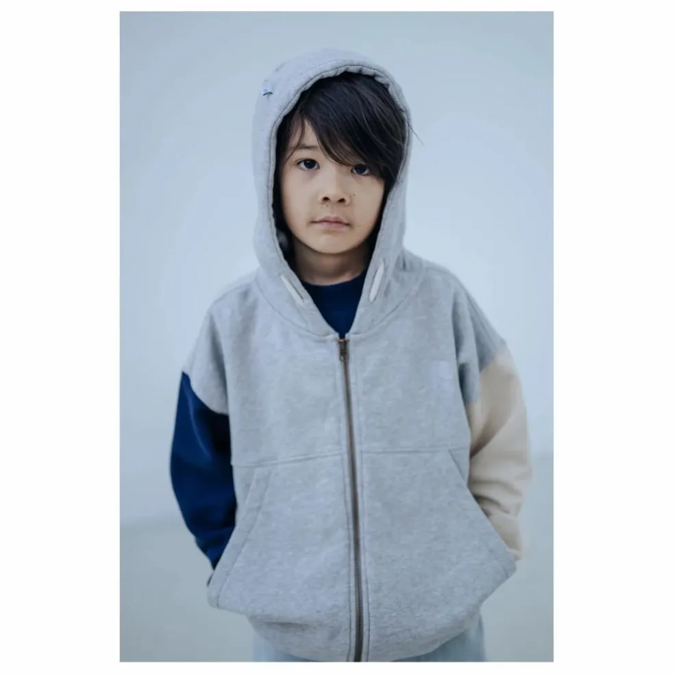 Sweat Zippé Tricolore Coton Bio | Gris