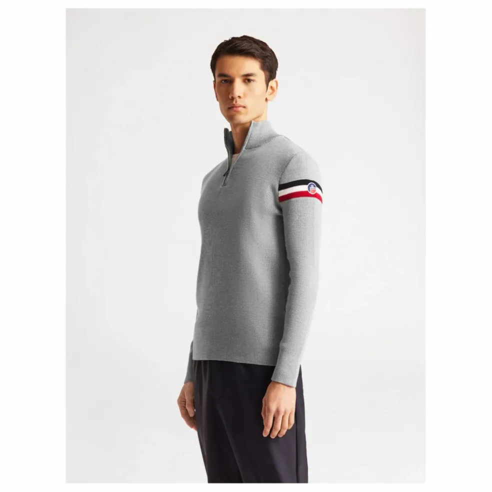Sweat Zippé Wengen IV Laine Mérinos | Gris