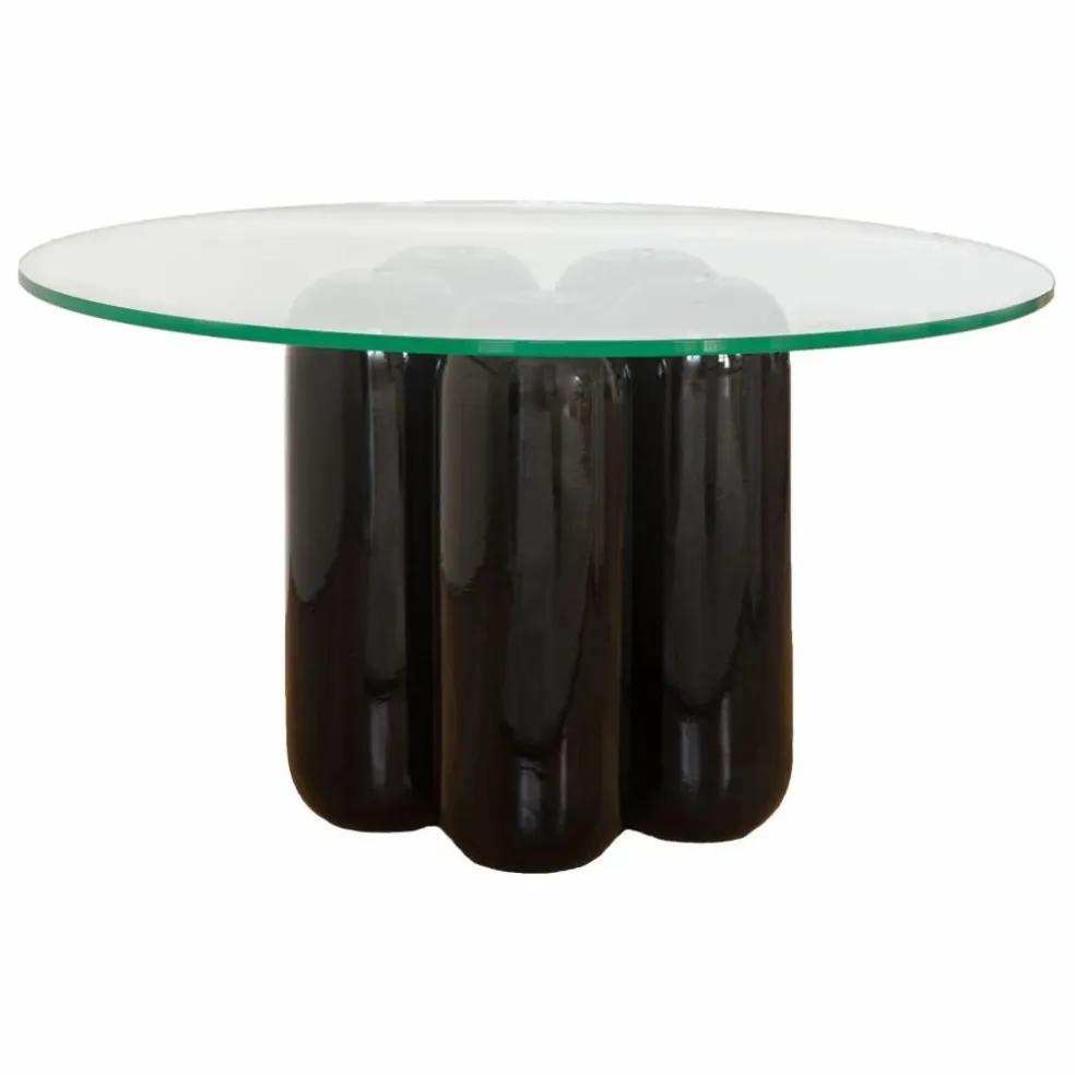 Table basse avec plateau en verre | Noir