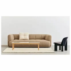 Table basse en verre cannelé Kofi, piétement en chêne | Chêne