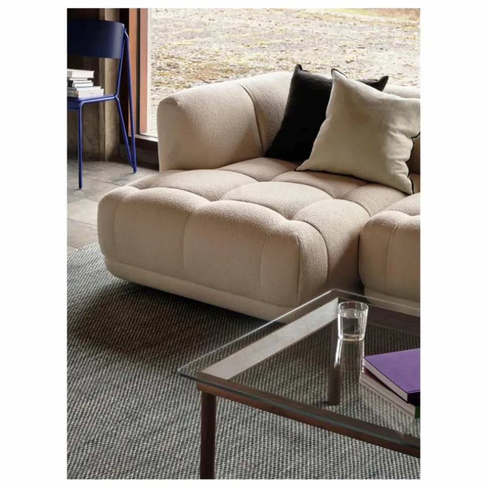 Table basse en verre Kofi, piétement en noyer | Noyer