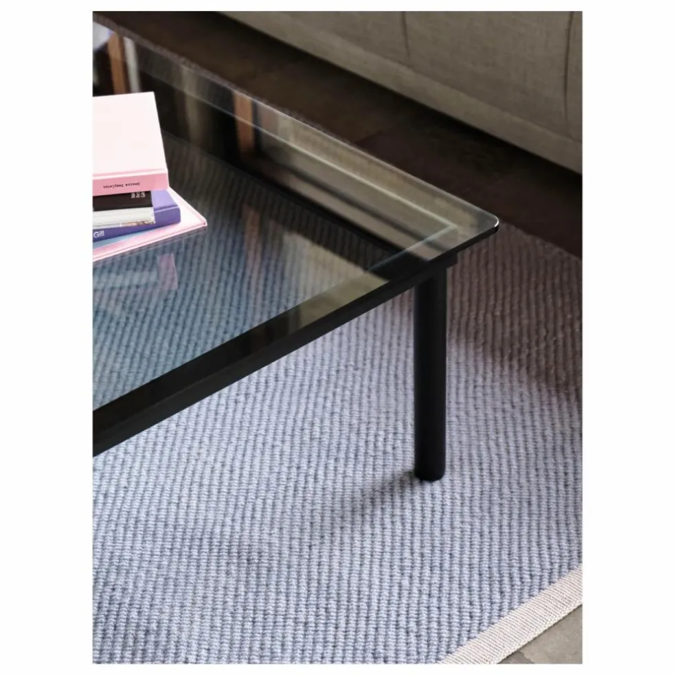Table basse en verre Kofi, pietement en chêne | Noir