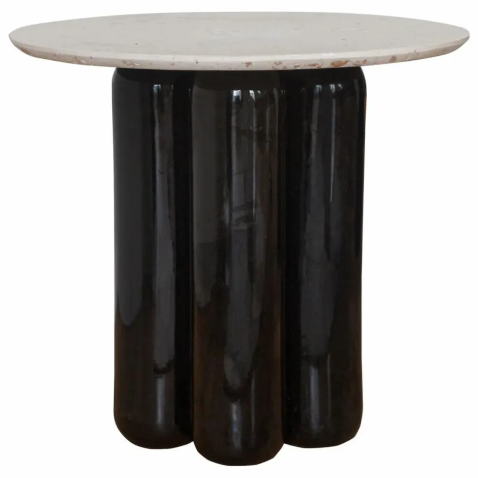 Table d'appoint avec plateau en matière recyclée | Noir