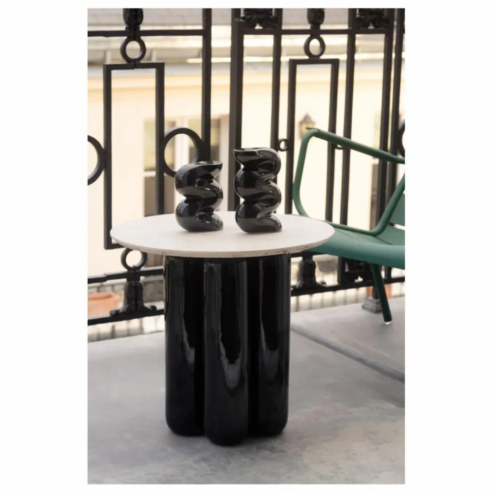 Table d'appoint avec plateau en matière recyclée | Noir