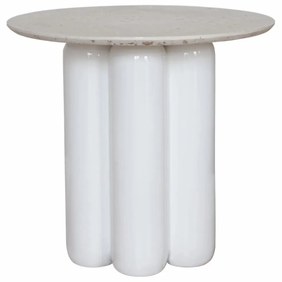 Table d'appoint avec plateau en matière recyclée | Blanc