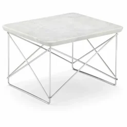 Table d'appoint Eames Ocassional LTR piétement chromé | Marbré blanc