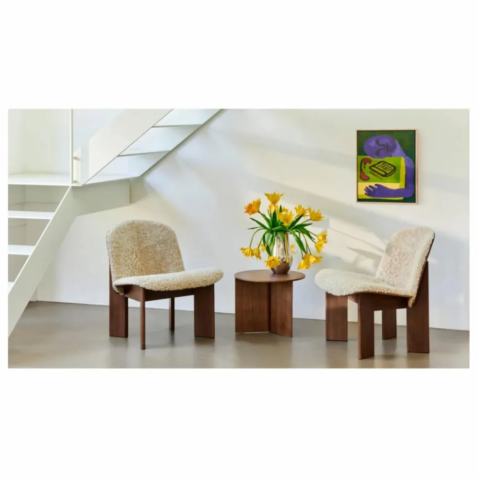 Table d'appoint Slit ronde en bois | Noyer
