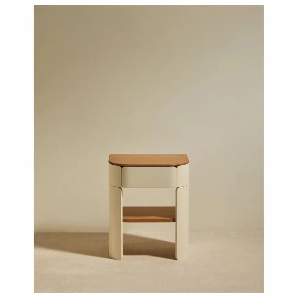 Table de chevet laquée Equilibre | Ecru