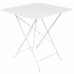 Table de jardin Bistro carrée 71x71 cm en acier | Blanc coton