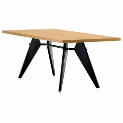 Table EM - piètement noir - Jean Prouvé | Chêne