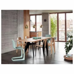 Table EM - piètement noir - Jean Prouvé | Chêne