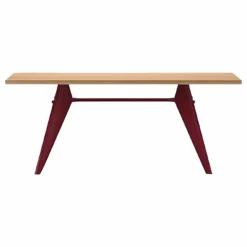 Table EM - piètement Rouge Japonais - Jean Prouvé | Chêne