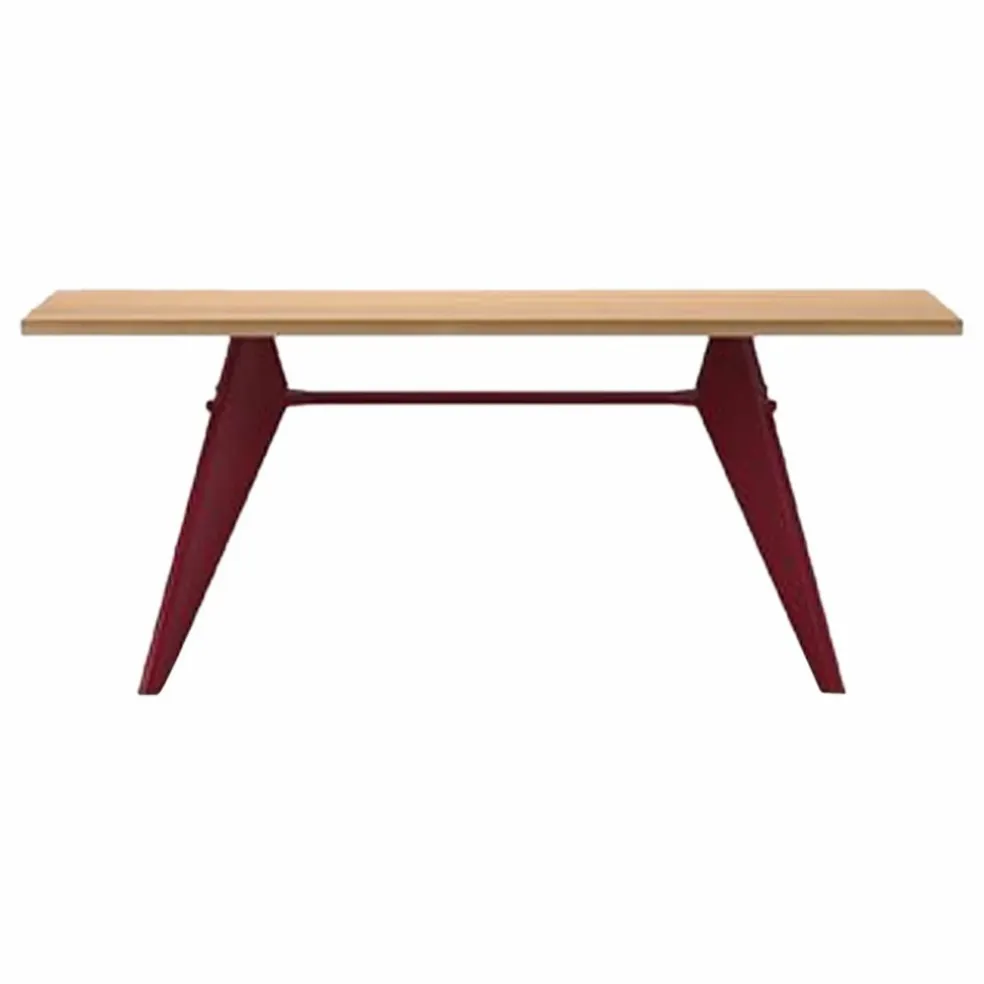 Table EM - piètement Rouge Japonais - Jean Prouvé | Chêne