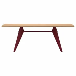 Table EM - piètement Rouge Japonais - Jean Prouvé | Chêne