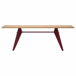Table EM - piètement Rouge Japonais - Jean Prouvé | Chêne