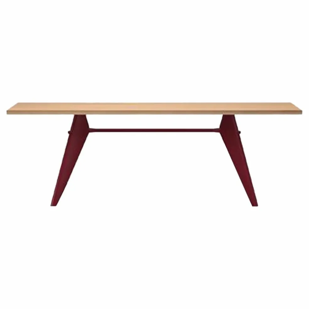 Table EM - piètement Rouge Japonais - Jean Prouvé | Chêne