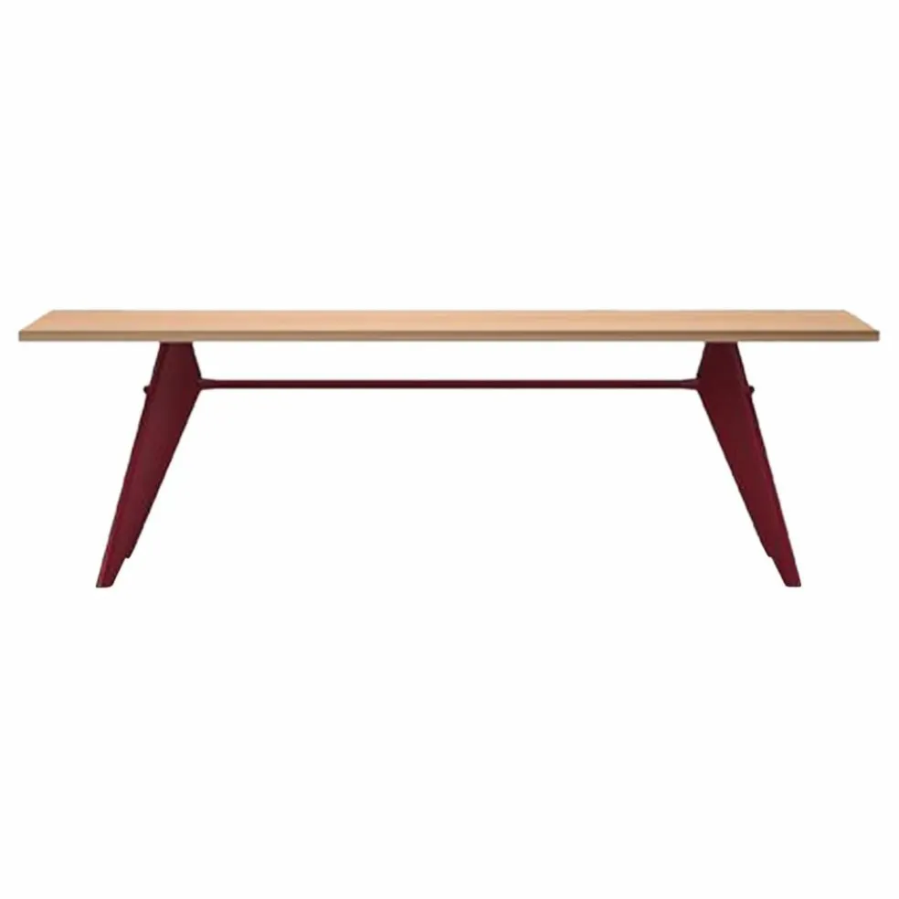 Table EM - piètement Rouge Japonais - Jean Prouvé | Chêne