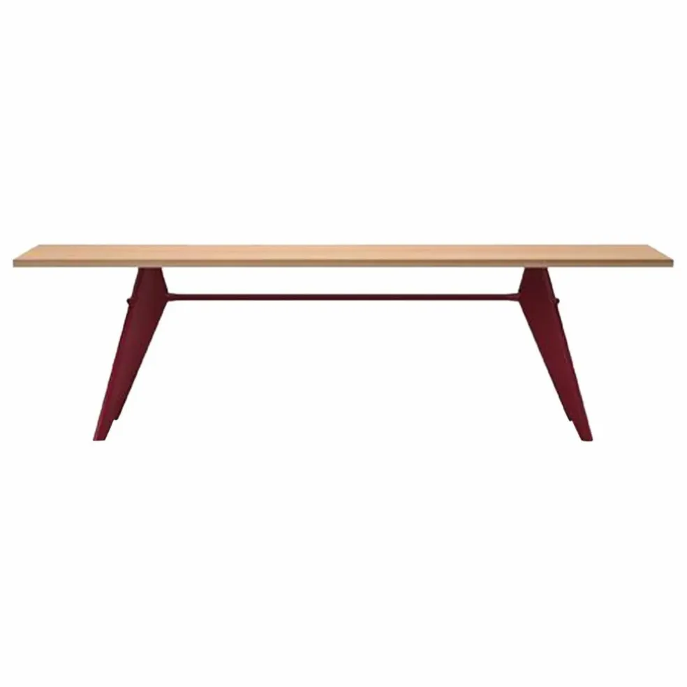 Table EM - piètement Rouge Japonais - Jean Prouvé | Chêne