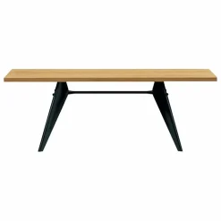 Table EM en chêne naturel huilé 220x90 cm - piètement noir - Jean Prouvé | Chêne