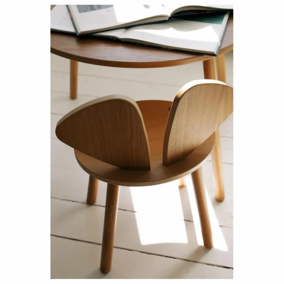 Table et chaise d'écolier en chêne Souris | Chêne