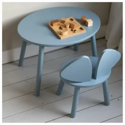 Table et chaise Souris en bouleau | Bleu ciel