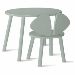 Table et chaise Souris en bouleau | Vert olive