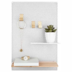 Tableau mémo en métal perforé | Blanc
