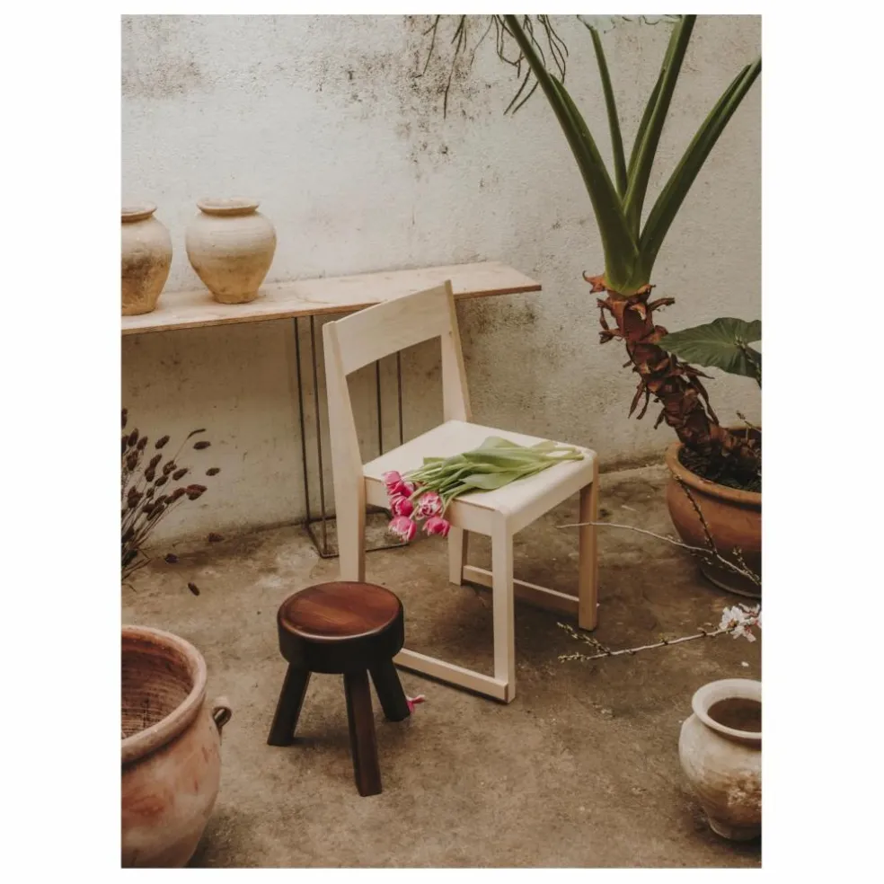 Tabouret AML en pin | Bois foncé
