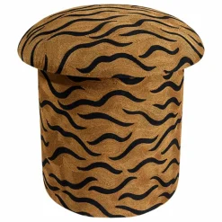 Tabouret brodé Maya Tiger | Camel