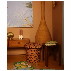 Tabouret brodé Maya Tiger | Camel