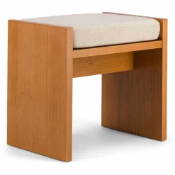 Tabouret Chiesa en toile tissée et frêne finition iroko | Beige