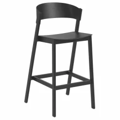 Tabouret de bar Cover en chêne | Noir