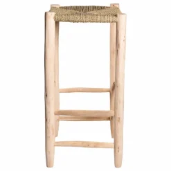 Tabouret de bar en bois brut et palme