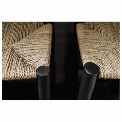 Tabouret de bar en bois peint et palme | Noir