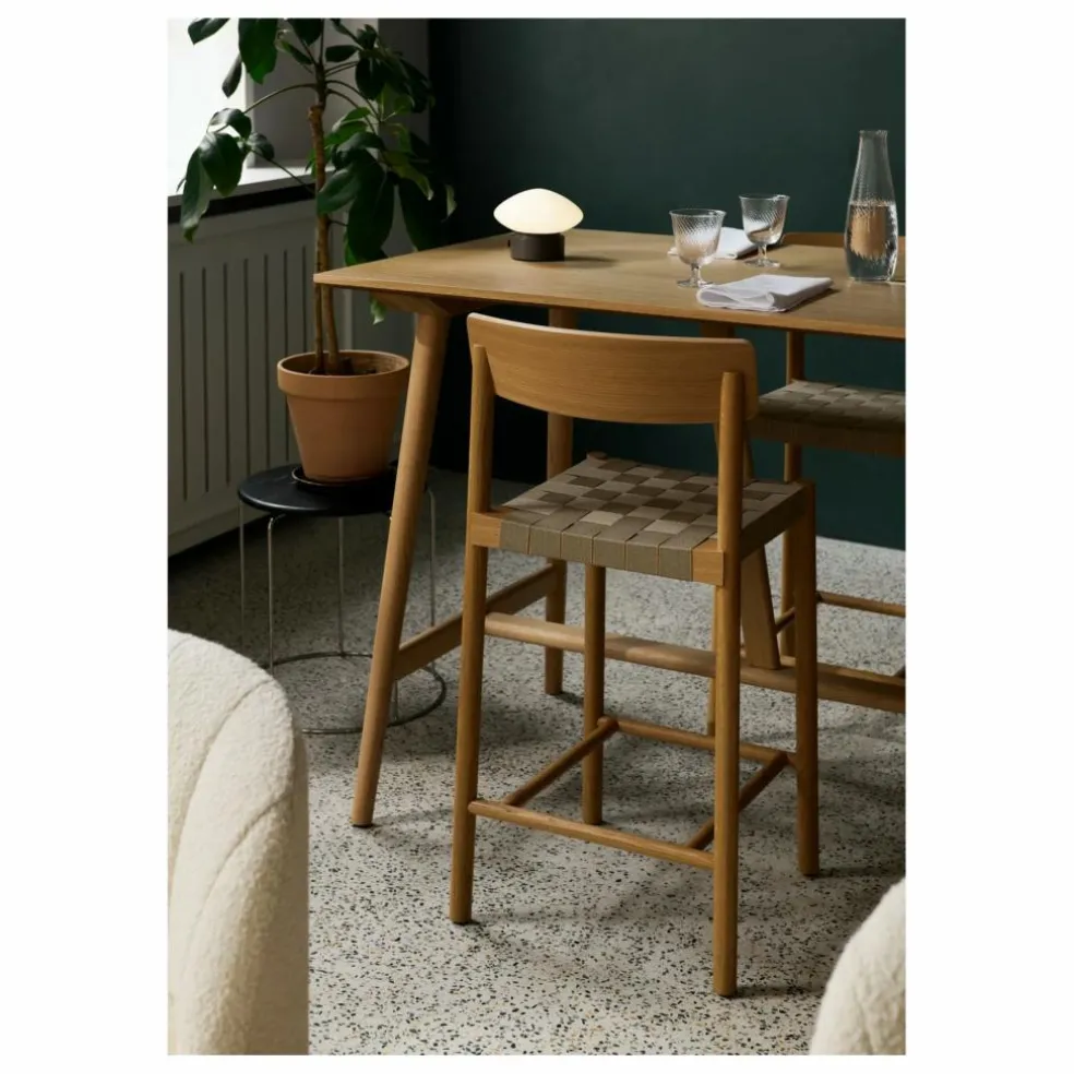 Tabouret de bar sangles naturelles 65 cm Betty TK12 en chêne | Chêne