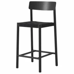 Tabouret de bar sangles noires 65 cm Betty TK12 en frêne | Noir