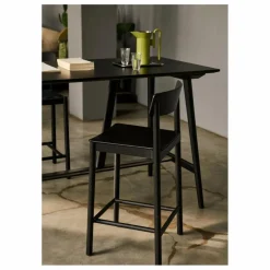 Tabouret de bar sangles noires 65 cm Betty TK12 en frêne | Noir