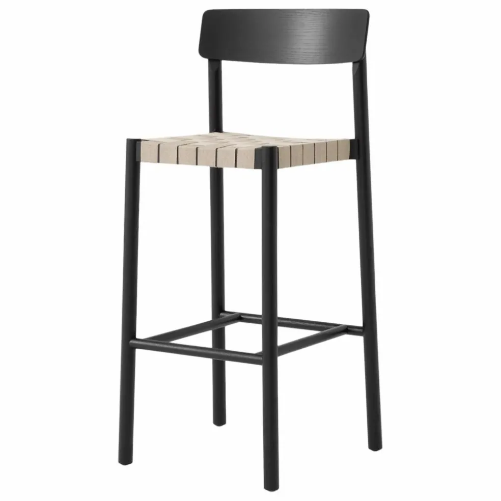 Tabouret de bar sangles naturelles 75 cm Betty TK15 en frêne