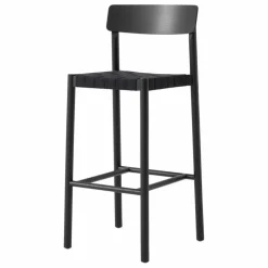 Tabouret de bar sangles noires 75 cm Betty TK15 en frêne | Noir