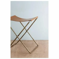 Tabouret pliant Nola en cuir