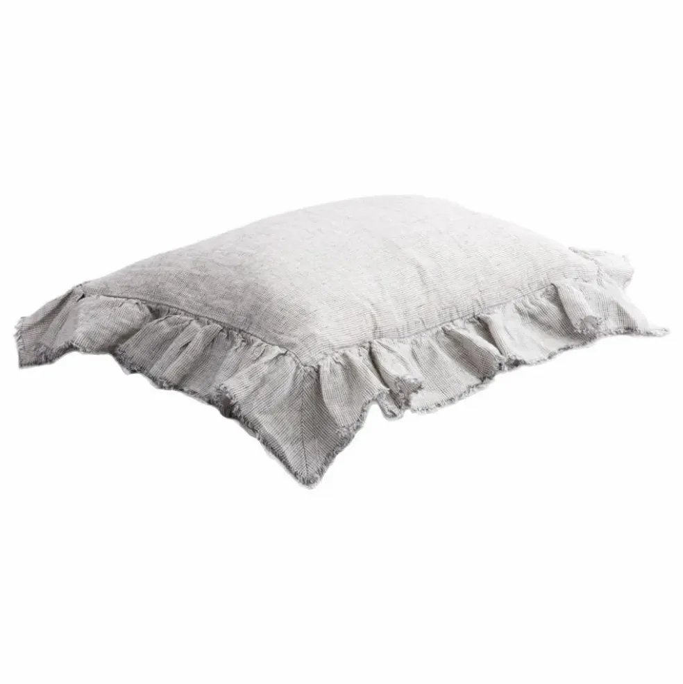 Taie d'oreiller Boho en Lin Lavé shaker | Stone