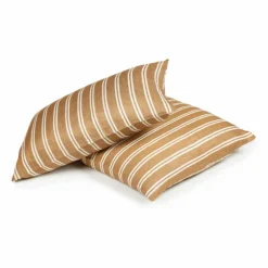 Taie d'oreiller Canal Stripe en lin | Bronze