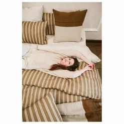 Taie d'oreiller Canal Stripe en lin | Bronze