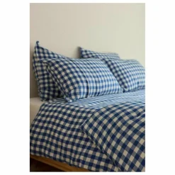 Taie d'oreiller en lin Vichy | Bleu