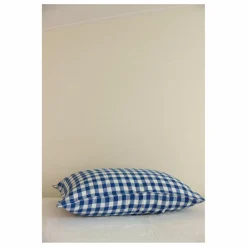 Taie d'oreiller en lin Vichy | Bleu